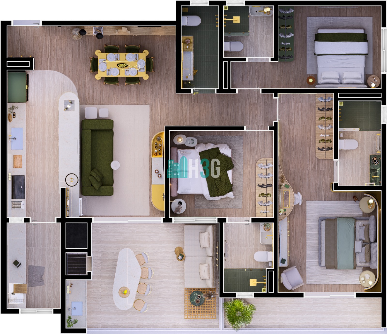Planta apto final 1 e 2 Apartamento a Venda Torre de Siena Apucarana/Pr