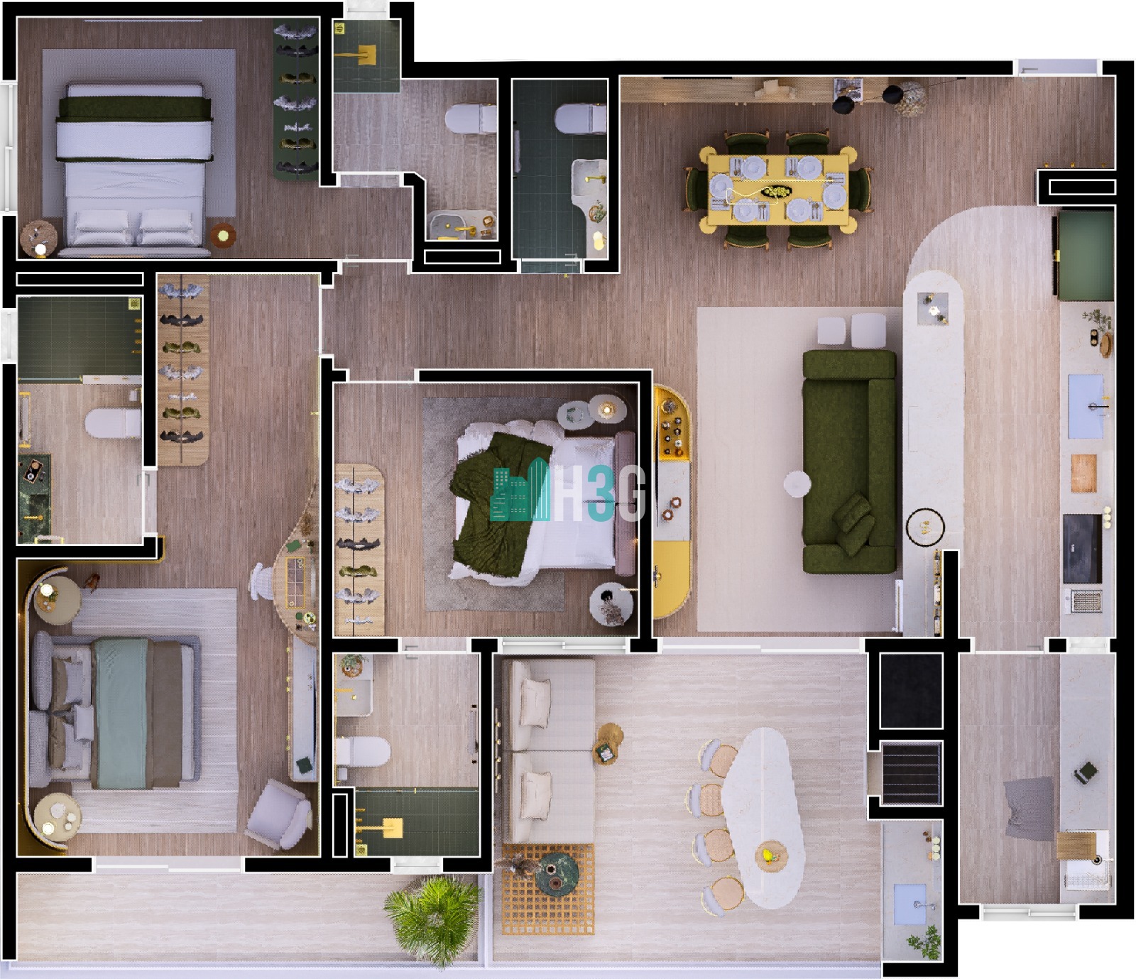 Planta apto final 3 e 4 Apartamento a Venda Torre de Siena Apucarana/Pr